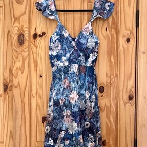 Anthropologie, Blue floral, Midi dress.